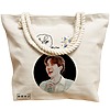 Geanta Canvas Tote pentru femei, model BTS J-Hope, 40x51 cm, Bej, BEKZ® 17 model BTS J-Hope
