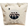 Geanta Canvas Tote pentru femei, model BTS Army 8 cu semnaturii, 40x51 cm, Bej, BEKZ® 16 Geanta Canvas Tote pentru femei