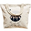 Geanta Canvas Tote pentru femei, model BTS Army 8 cu semnaturii, 40x51 cm, Bej, BEKZ® 17 model BTS Army 8 cu semnaturii