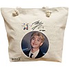 Geanta de Plaja Canvas Tote pentru femei, model BTS RM cu semnatura, 40x51 cm, Bej, BEKZ® 16 Geanta Canvas Tote pentru femei