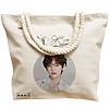 Geanta Canvas Tote pentru femei, model BTS V cu semnatura, 40x51 cm, Bej, BEKZ® 17 model BTS V cu semnatura