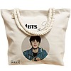 Geanta Canvas Tote pentru femei, model BTS Jimin cu semnatura, 40x51 cm, Bej, BEKZ® 17 model BTS Jimin cu semnatura