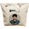Geanta Canvas Tote pentru femei, model BTS Jimin cu semnatura, 40x51 cm, Bej, BEKZ® 16 Geanta Canvas Tote pentru femei