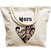 Geanta Canvas Tote pentru femei, model BTS Army 10, 40x51 cm, Bej, BEKZ® 17 model BTS Army 10