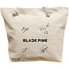 Geanta Canvas Tote pentru femei, model Blackpink 8 cu semnaturii, 40x51 cm, Bej, BEKZ® 16 Geanta Canvas Tote pentru femei