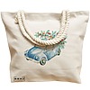 Geanta Canvas Tote pentru femei, model Watercolor Car, 40x51 cm, Bej, BEKZ® 17 model Watercolor Car