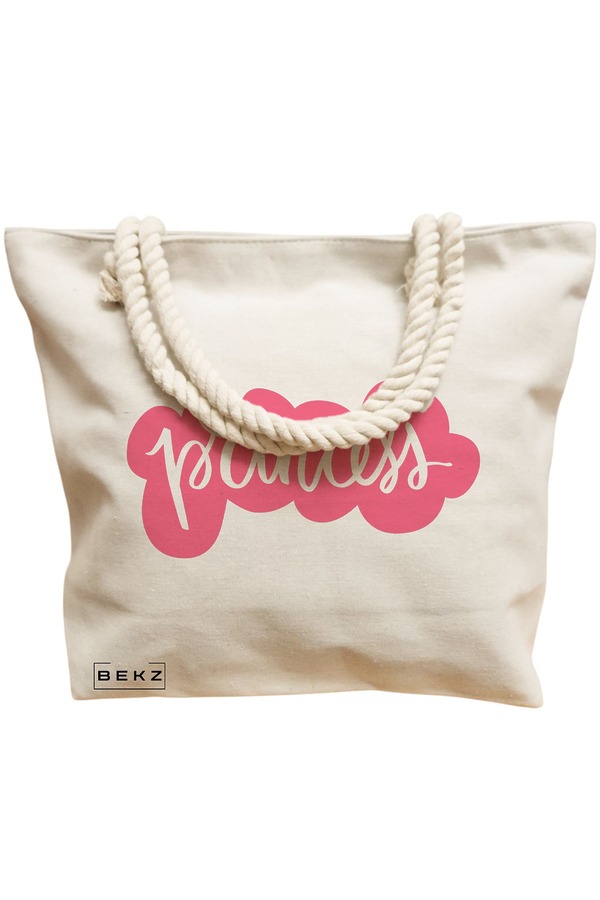 Geanta Canvas Tote pentru femei, model Princess, 40x51 cm, Bej, BEKZ® 12 model Princess