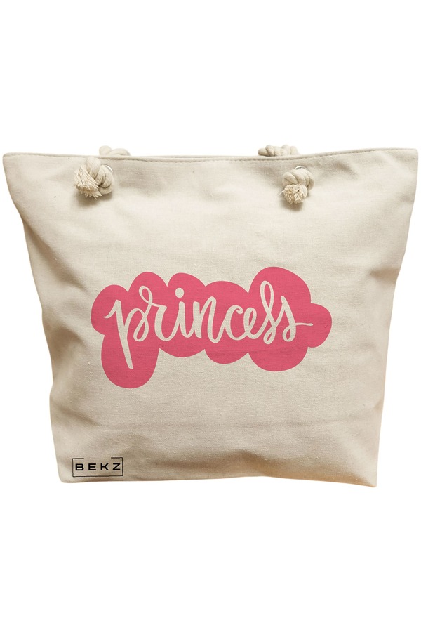 Geanta Canvas Tote pentru femei, model Princess, 40x51 cm, Bej, BEKZ® 11 Geanta Canvas Tote pentru femei