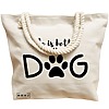 Geanta Canvas Tote pentru femei, model Life is better with a doggo, 40x51 cm, Bej, BEKZ® 17 model Life is better with a doggo