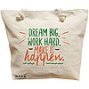 Geanta Canvas Tote pentru femei, model Dream Big, Work Hard, Make it Happen, 40x51 cm, Bej, BEKZ® 16 Geanta Canvas Tote pentru femei