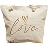 Geanta Canvas Tote pentru femei, model Love, 40x51 cm, Bej, BEKZ® 16 Geanta Canvas Tote pentru femei