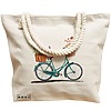 Geanta Canvas Tote pentru femei, model Artistic Bicycle, 40x51 cm, Bej, BEKZ® 17 model Artistic Bicycle