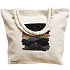 Geanta de Plaja Canvas Tote pentru femei, model Celestial Eye 2, 40x51 cm, Bej, BEKZ® 17 model Celestial Eye 2