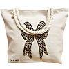 Geanta Canvas Tote pentru femei, model Leopard Bow, 40x51 cm, Bej, BEKZ® 17 model Leopard Bow