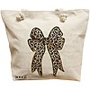 Geanta Canvas Tote pentru femei, model Leopard Bow, 40x51 cm, Bej, BEKZ® 16 Geanta Canvas Tote pentru femei