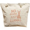 Geanta Canvas Tote pentru femei, model No drama, Just llamas, 40x51 cm, Bej, BEKZ® 16 Geanta Canvas Tote pentru femei