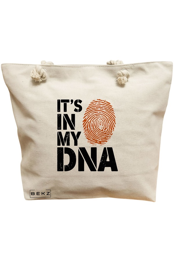Geanta Canvas Tote pentru femei, model It's in My DNA, 40x51 cm, Bej, BEKZ® 11 Geanta Canvas Tote pentru femei