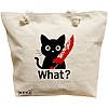 Geanta Canvas Tote pentru femei, model Funny Black Cat, 40x51 cm, Bej, BEKZ® 16 Geanta Canvas Tote pentru femei