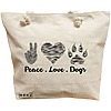 Geanta Canvas Tote pentru femei, model Peace Love Dogs, 40x51 cm, Bej, BEKZ® 20 Geanta Canvas Tote pentru femei