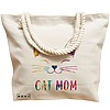 Geanta Canvas Tote pentru femei, model Cat Mom, 40x51 cm, Bej, BEKZ® 17 model Cat Mom