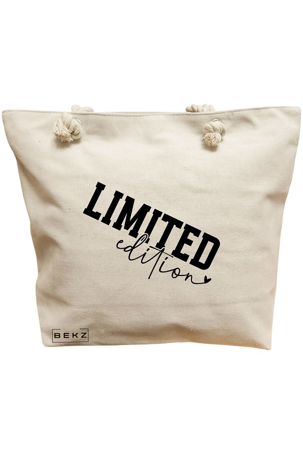 Geanta Canvas Tote pentru femei, model Limited Edition, 40x51 cm, Bej, BEKZ® 11 Geanta Canvas Tote pentru femei