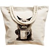 Geanta Canvas Tote pentru femei, model Lazy Cat, 40x51 cm, Bej, BEKZ® 16 model Lazy Cat