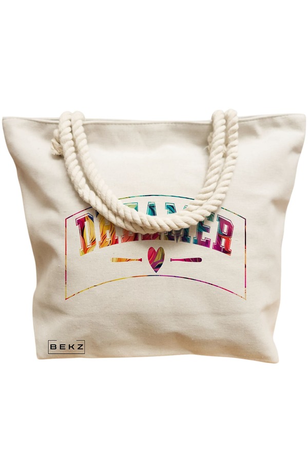 Geanta Canvas Tote pentru femei, model Dreamer, 40x51 cm, Bej, BEKZ® 12 model Dreamer