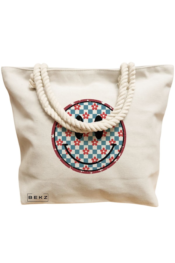Geanta Canvas Tote pentru femei, model Pattern, 40x51 cm, Bej, BEKZ® 12 model Pattern