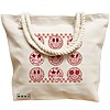 Geanta Canvas Tote pentru femei, model Rose Smilies, 40x51 cm, Bej, BEKZ® 17 model Rose Smilies