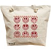 Geanta Canvas Tote pentru femei, model Rose Smilies, 40x51 cm, Bej, BEKZ® 16 Geanta Canvas Tote pentru femei