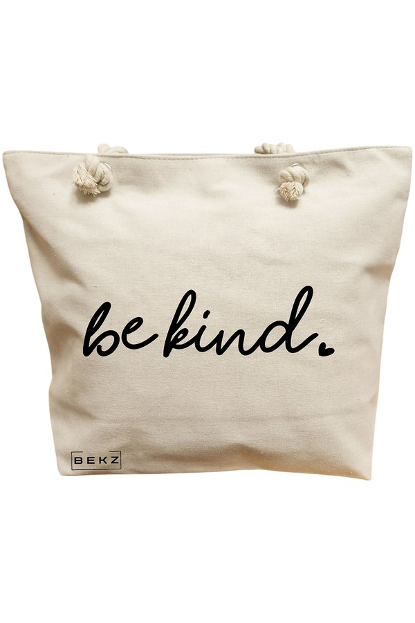 Geanta Canvas Tote pentru femei, model Be kind, 40x51 cm, Bej, BEKZ® 11 Geanta Canvas Tote pentru femei
