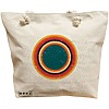 Geanta Canvas Tote pentru femei, model Retro Concentric Circles, 40x51 cm, Bej, BEKZ® 16 Geanta Canvas Tote pentru femei