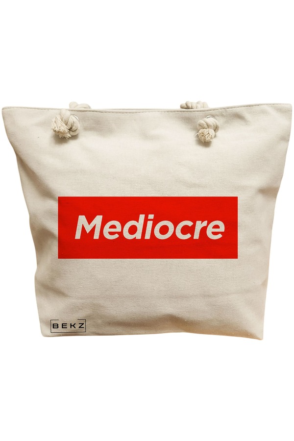 Geanta Canvas Tote pentru femei, model Mediocre, 40x51 cm, Bej, BEKZ® 11 Geanta Canvas Tote pentru femei