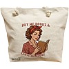 Geanta Canvas Tote pentru femei, model Buy me Books & Leave me Alone, 40x51 cm, Bej, BEKZ® 16 Geanta Canvas Tote pentru femei