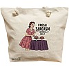 Geanta Canvas Tote pentru femei, model Fresh sarcas, Served Daily, 40x51 cm, Bej, BEKZ® 16 Geanta Canvas Tote pentru femei