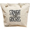 Geanta Canvas Tote pentru femei, model Straight Outta Groceries, 40x51 cm, Bej, BEKZ® 16 Geanta Canvas Tote pentru femei
