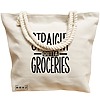 Geanta Canvas Tote pentru femei, model Straight Outta Groceries, 40x51 cm, Bej, BEKZ® 17 model Straight Outta Groceries