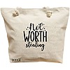 Geanta Canvas Tote pentru femei, model Not worth stealing, 40x51 cm, Bej, BEKZ® 20 Geanta Canvas Tote pentru femei