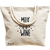 Geanta Canvas Tote pentru femei, model Milk eggs wine, 40x51 cm, Bej, BEKZ® 17 model Milk eggs wine