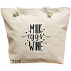 Geanta Canvas Tote pentru femei, model Milk eggs wine, 40x51 cm, Bej, BEKZ® 16 Geanta Canvas Tote pentru femei