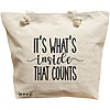 Geanta Canvas Tote pentru femei, model It's what's inside that counts, 40x51 cm, Bej, BEKZ® 16 Geanta Canvas Tote pentru femei