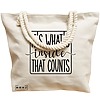 Geanta Canvas Tote pentru femei, model It's what's inside that counts 2, 40x51 cm, Bej, BEKZ® 16 model It's what's inside that counts 2