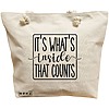 Geanta Canvas Tote pentru femei, model It's what's inside that counts 2, 40x51 cm, Bej, BEKZ® 17 Geanta Canvas Tote pentru femei
