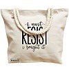 Geanta Canvas Tote pentru femei, model I must resist, I bought it, 40x51 cm, Bej, BEKZ® 17 model I must resist