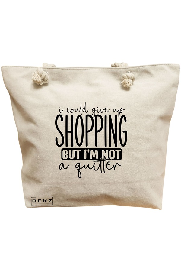 Geanta Canvas Tote pentru femei, model I could give my shopping, 40x51 cm, Bej, BEKZ® 11 Geanta Canvas Tote pentru femei