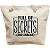 Geanta Canvas Tote pentru femei, model Full of secrects and snacks, 40x51 cm, Bej, BEKZ® 16 Geanta Canvas Tote pentru femei