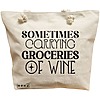 Geanta Canvas Tote pentru femei, model Sometimes carrying groceries of wine, 40x51 cm, Bej, BEKZ® 6 Geanta Canvas Tote pentru femei
