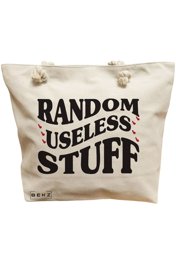 Geanta Canvas Tote pentru femei, model Random useless stuff, 40x51 cm, Bej, BEKZ® 11 Geanta Canvas Tote pentru femei