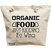 Geanta Canvas Tote pentru femei, model Organic food, Just kidding, it's Wine, 40x51 cm, Bej, BEKZ® 16 Geanta Canvas Tote pentru femei