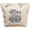 Geanta Canvas Tote pentru femei, model Opps Did I buy wine instead of milk again?, 40x51 cm, Bej, BEKZ® 16 Geanta Canvas Tote pentru femei